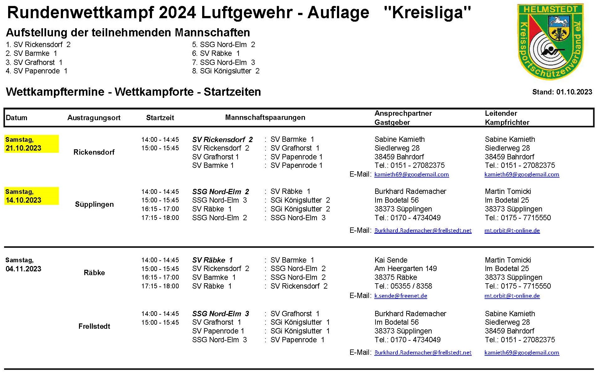 Termine RWK Auflage 1