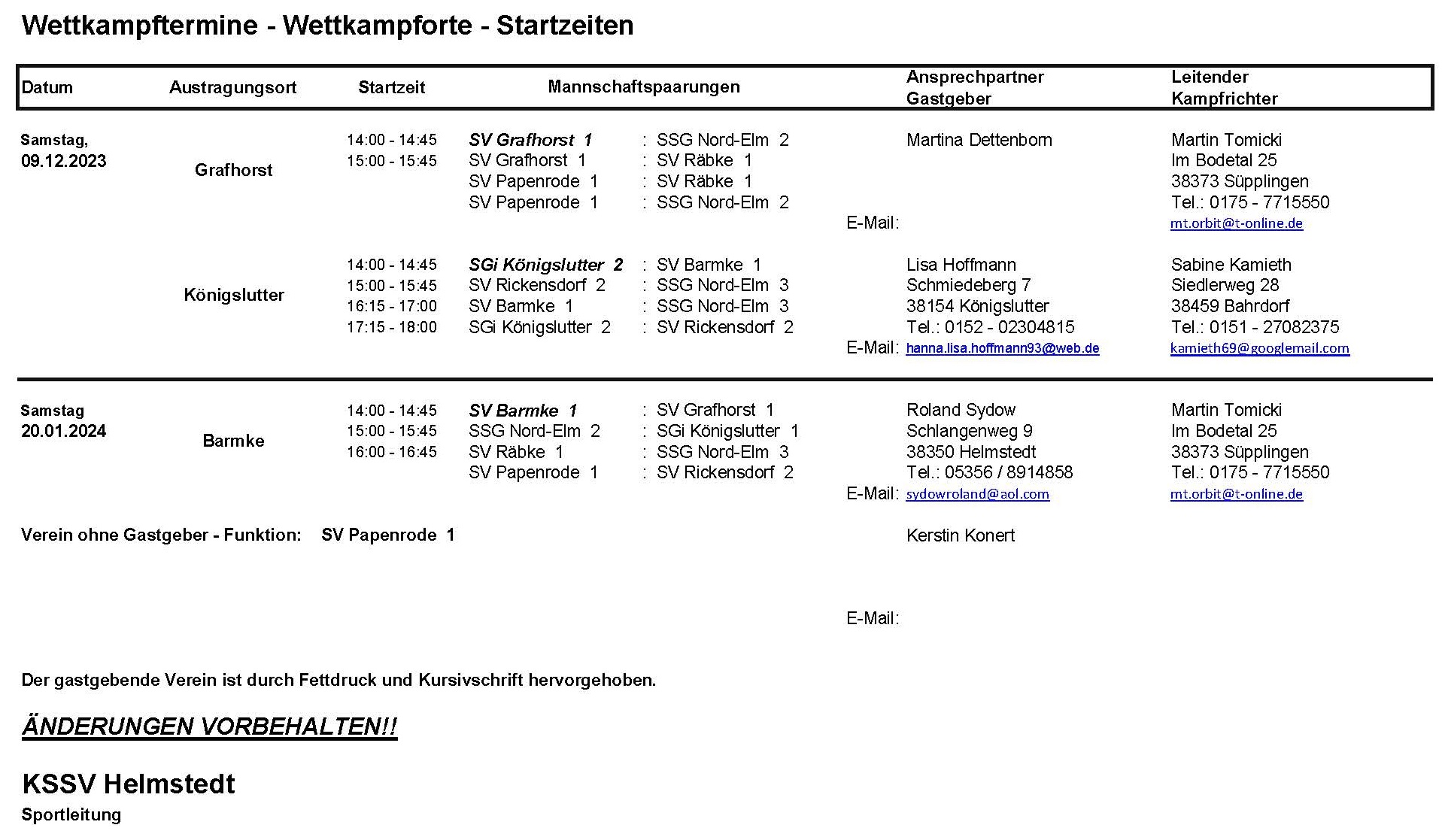 Termine RWK Auflage 2