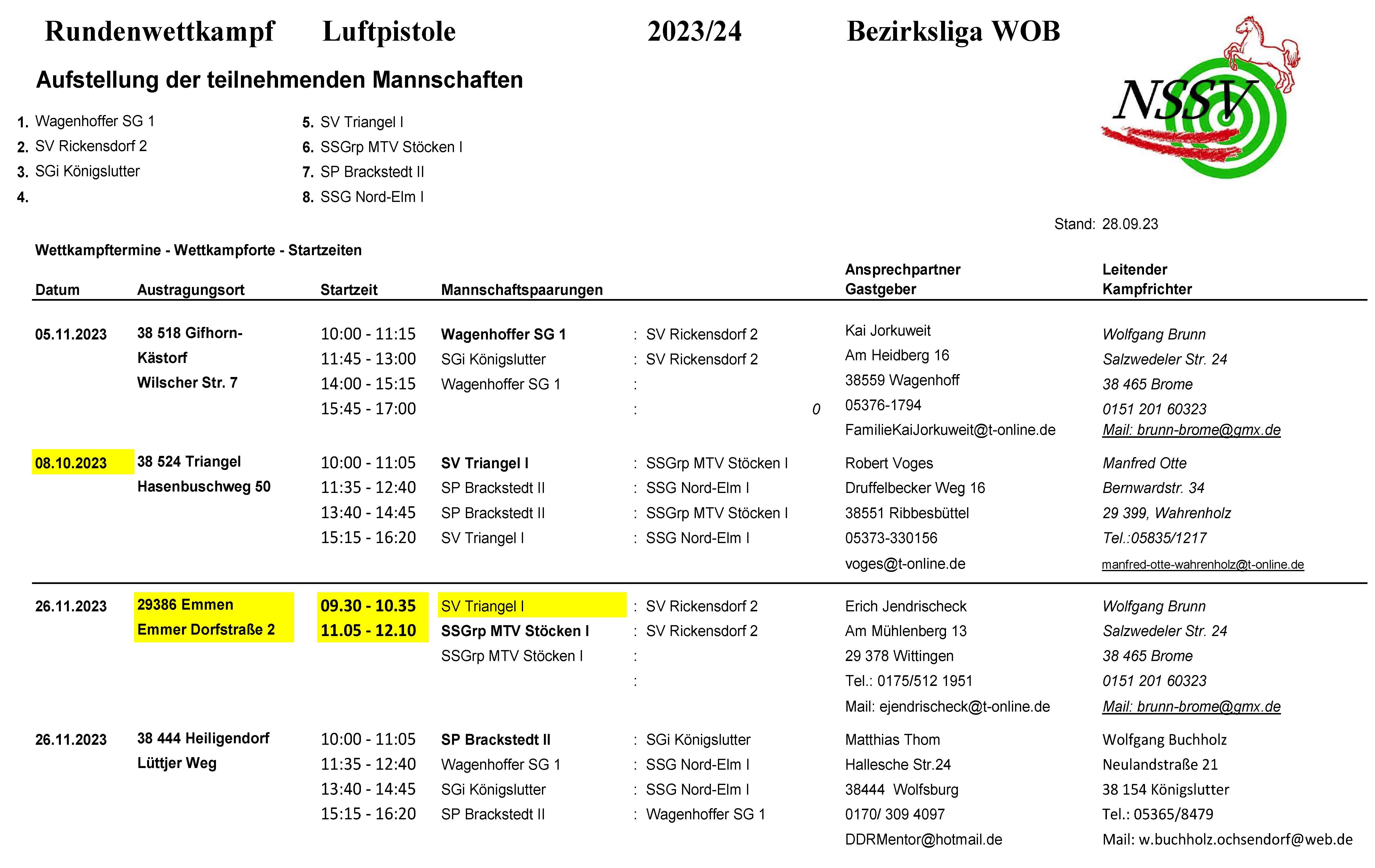 Zeitplan Luftpistole Bezirksliga Seite 1